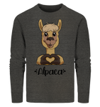 Pullover - "Herz Alpaca" - Men - Schweinchen's Shop - Sweatshirts - Dark Heather Grey / S