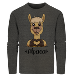 Pullover - "Herz Alpaca" - Men - Schweinchen's Shop - Sweatshirts - Dark Heather Grey / S