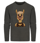 Pullover - "Alpaca Herz" - Men - Schweinchen's Shop - Sweatshirts - Dark Heather Grey / S