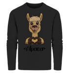 Pullover - "Herz Alpaca" - Men - Schweinchen's Shop - Sweatshirts - Black / S