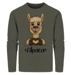 Pullover - "Herz Alpaca" - Men - Schweinchen's Shop - Sweatshirts - Khaki / S