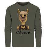 Pullover - "Herz Alpaca" - Men - Schweinchen's Shop - Sweatshirts - Khaki / S