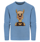 Pullover - "Alpaca Herz" - Men - Schweinchen's Shop - Sweatshirts - Mid Heather Blue / S