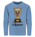 Pullover - "Herz Alpaca" - Men - Schweinchen's Shop - Sweatshirts - Mid Heather Blue / S