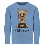 Pullover - "Herz Alpaca" - Men - Schweinchen's Shop - Sweatshirts - Mid Heather Blue / S