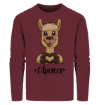 Pullover - "Herz Alpaca" - Men - Schweinchen's Shop - Sweatshirts - Burgundy / S