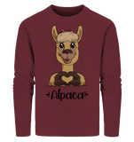 Pullover - "Herz Alpaca" - Men - Schweinchen's Shop - Sweatshirts - Burgundy / S
