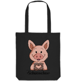 "Herz Schweinchen" - Organic Tote-Bag - Schweinchen's Shop - Taschen - Black / ca. 38x42