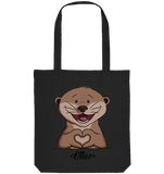 "Herz Otter" - Organic Tote-Bag - Schweinchen's Shop - Taschen - Black / ca. 38x42