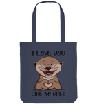 Otter - "Love You Like No Otter" - Organic Tote-Bag - Schweinchen's Shop - Taschen - Midnight Blue / ca. 38x42