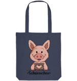 "Herz Schweinchen" - Organic Tote-Bag - Schweinchen's Shop - Taschen - Midnight Blue / ca. 38x42