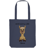 "Keep Calm" Alpaka - Organic Tote-Bag - Schweinchen's Shop - Taschen - Midnight Blue / ca. 38x42