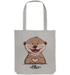 "Herz Otter" - Organic Tote-Bag - Schweinchen's Shop - Taschen - Heather Grey / ca. 38x42