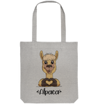 Herz Alpaka - Organic Tote-Bag - Schweinchen's Shop - Taschen - Heather Grey / ca. 38x42