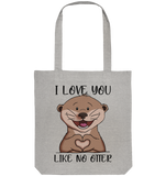 Otter - "Love You Like No Otter" - Organic Tote-Bag - Schweinchen's Shop - Taschen - Heather Grey / ca. 38x42