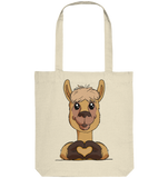 Organic Tote-Bag - "Alpaca Herz" - Schweinchen's Shop - Taschen - Natural / ca. 38x42