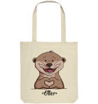"Herz Otter" - Organic Tote-Bag - Schweinchen's Shop - Taschen - Natural / ca. 38x42
