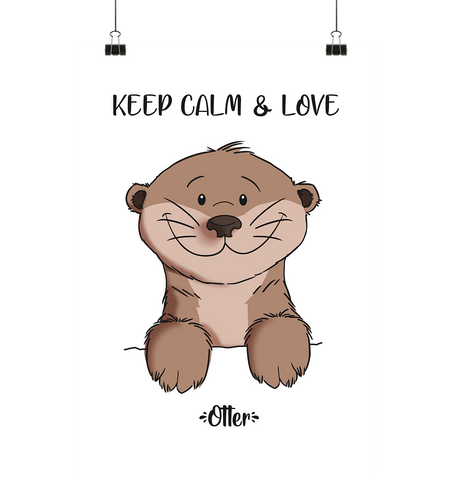 Poster - "Otter Keep Calm" - Poster Din A2 (hoch) - Schweinchen's Shop - Poster - Paperwhite / Din A2 (hoch)