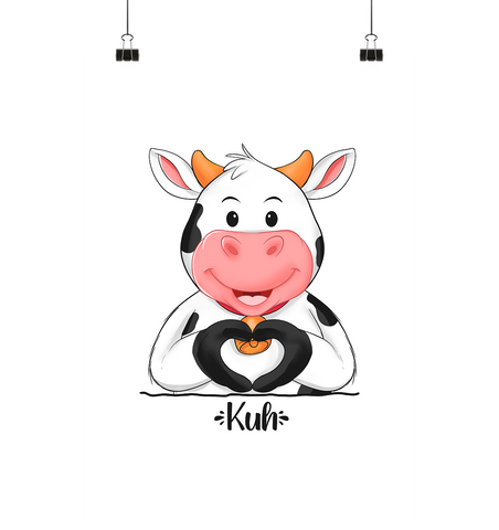 Poster - "Kuh" - Poster Din A3 (hoch) - Schweinchen's Shop - Poster - Paperwhite / Din A3 (hoch)