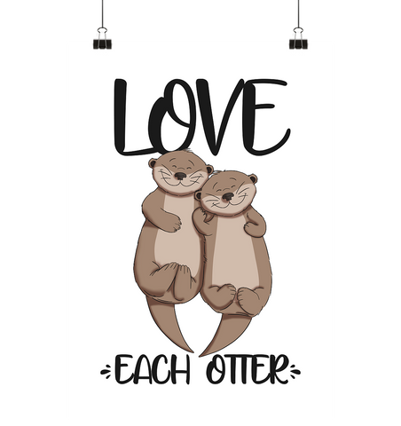 Poster - "Love Each Otter" - Poster Din A4 (hoch) - Schweinchen's Shop - Poster - Paperwhite / Din A4 (hoch)