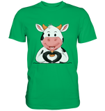 Herz Kuh o.T. - Premium Shirt - Schweinchen's Shop - Unisex-Shirts - Kelly Green / S