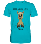 "Keep Calm" Alpaka - Premium Shirt - Schweinchen's Shop - Unisex-Shirts - Swimming Pool / S