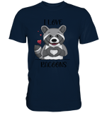 "I LOVE RACOONS" - Premium Shirt - Schweinchen's Shop - Unisex-Shirts - Navy / S