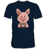 Schweinchen Herz - Premium Shirt - Schweinchen's Shop - Unisex-Shirts - Navy / S