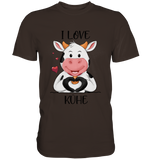 T-Shirt - "I LOVE KÜHE" - Men - Schweinchen's Shop - Unisex-Shirts - Brown / S