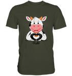 T-Shirt - "Kuh Herz" - Men - Schweinchen's Shop - Unisex-Shirts - Urban Khaki / S