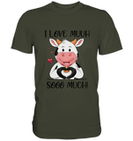 Kuh "I Love Muuh so much" - Premium Shirt - Schweinchen's Shop - Unisex-Shirts - Urban Khaki / S