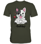 "Bulldog Herz" - Premium Shirt - Schweinchen's Shop - Unisex-Shirts - Urban Khaki / S