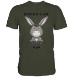 "Keep Calm Esel" - Premium Shirt - Schweinchen's Shop - Unisex-Shirts - Urban Khaki / S