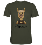 Herz Alpaka - Premium Shirt - Schweinchen's Shop - Unisex-Shirts - Urban Khaki / S