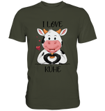 T-Shirt - "I LOVE KÜHE" - Men - Schweinchen's Shop - Unisex-Shirts - Urban Khaki / S