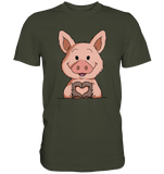Schweinchen Herz - Premium Shirt - Schweinchen's Shop - Unisex-Shirts - Urban Khaki / S