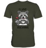 "I LOVE RACOONS" - Premium Shirt - Schweinchen's Shop - Unisex-Shirts - Urban Khaki / S