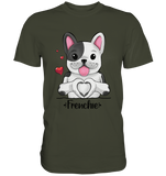 T-Shirt - "Herz Frenchie" - Men - Schweinchen's Shop - Unisex-Shirts - Urban Khaki / S