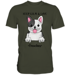 "Keep Calm Frenchie" - Premium Shirt - Schweinchen's Shop - Unisex-Shirts - Urban Khaki / S