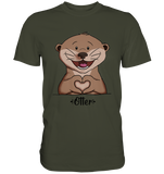 "Herz Otter" - Men - Schweinchen's Shop - Unisex-Shirts - Urban Khaki / S