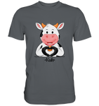 T-Shirt - "Kuh Herz" - Men - Schweinchen's Shop - Unisex-Shirts - Dark Grey / S