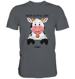 T-Shirt - "Keep Calm" - Kuh - Men - Schweinchen's Shop - Unisex-Shirts - Dark Grey / S