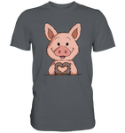 Schweinchen Herz - Premium Shirt - Schweinchen's Shop - Unisex-Shirts - Dark Grey / S