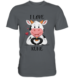 T-Shirt - "I LOVE KÜHE" - Men - Schweinchen's Shop - Unisex-Shirts - Dark Grey / S