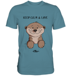 Otter "KEEP CALM" - Premium Shirt - Schweinchen's Shop - Unisex-Shirts - Stone Blue / S