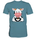 Herz Kuh o.T. - Premium Shirt - Schweinchen's Shop - Unisex-Shirts - Stone Blue / S