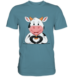 Herz Kuh o.T. - Premium Shirt - Schweinchen's Shop - Unisex-Shirts - Stone Blue / S