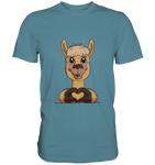 Herz Alpaka o.T. - Premium Shirt - Schweinchen's Shop - Unisex-Shirts - Stone Blue / S
