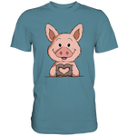 Schweinchen Herz - Premium Shirt - Schweinchen's Shop - Unisex-Shirts - Stone Blue / S