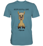 "Keep Calm" Alpaka - Premium Shirt - Schweinchen's Shop - Unisex-Shirts - Stone Blue / S